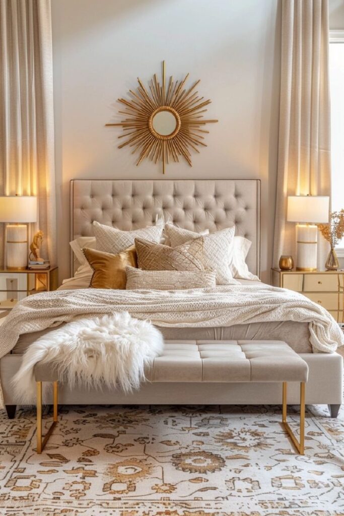 gold accents for bedroom decorating