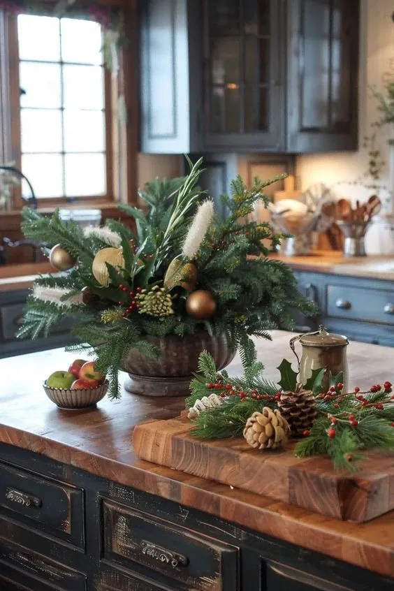 Christmas kitchen island decor