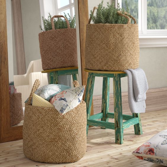 woven baskets farmhouse decorating ideas