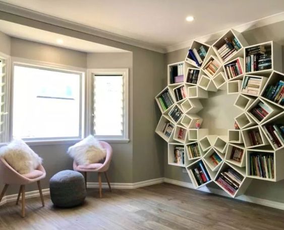 unique star shaped bookshelf decorating ideas