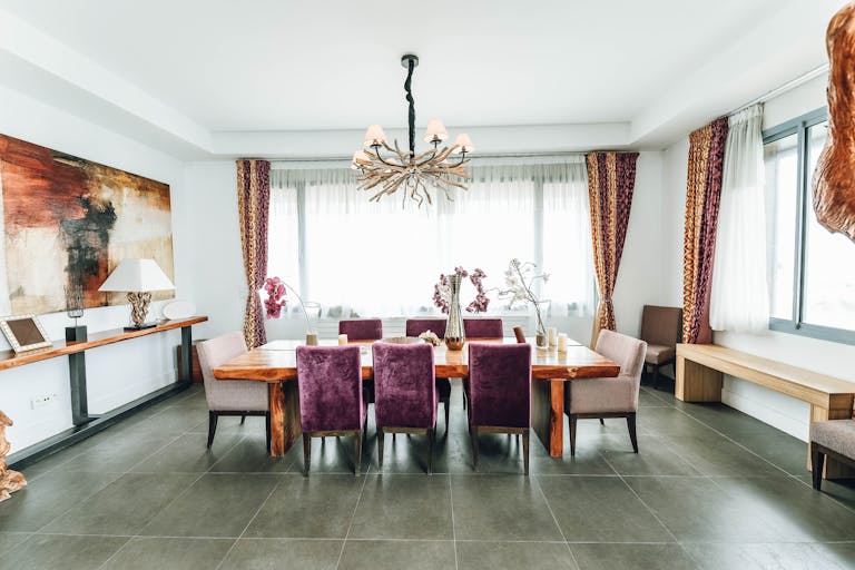 Brown Wooden Dining Set in Dining Room