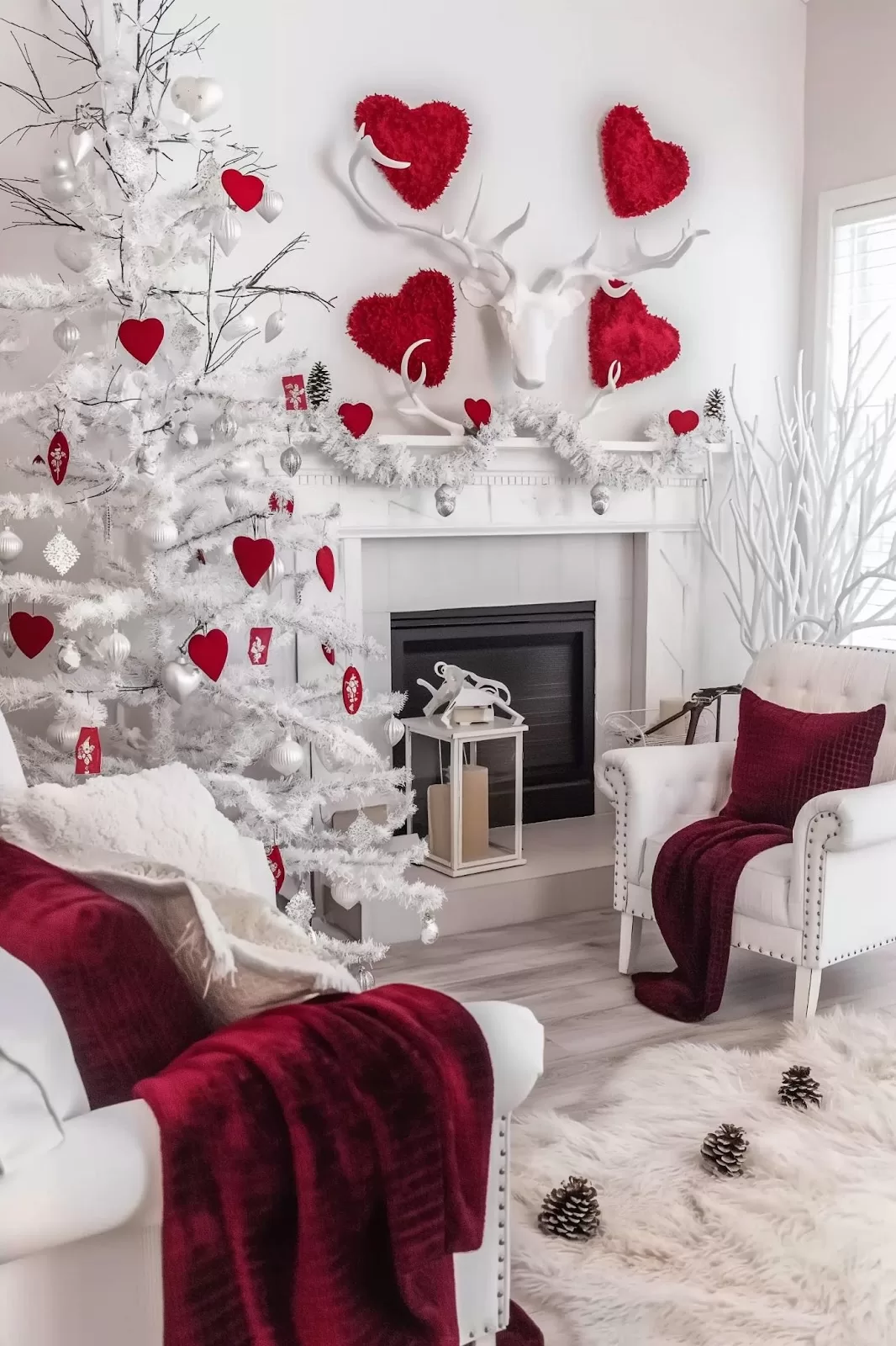 Red and white Christmas decor