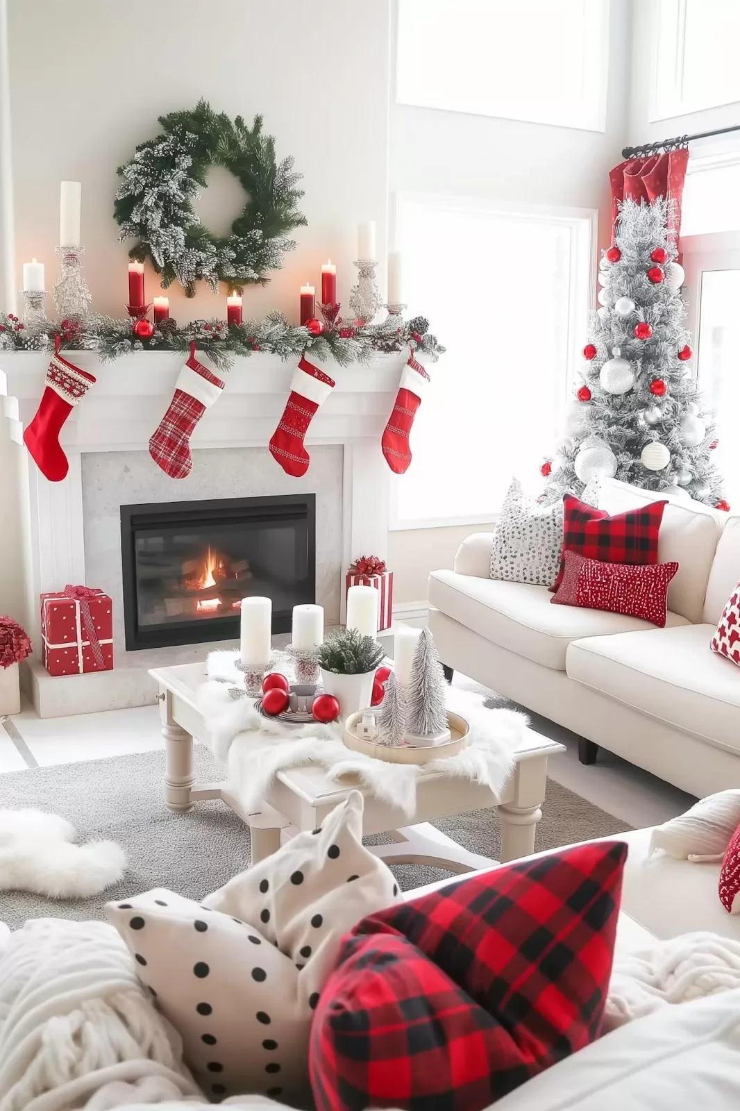 Red and white Christmas decor