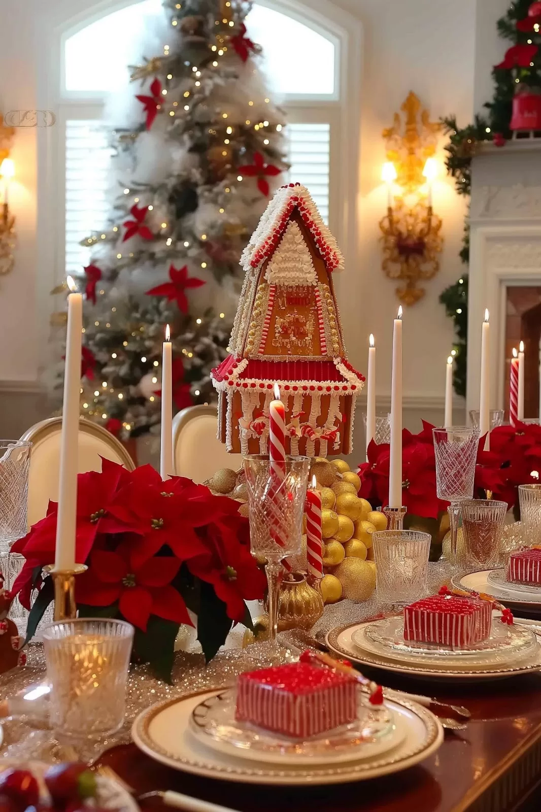 Red and white Christmas decor