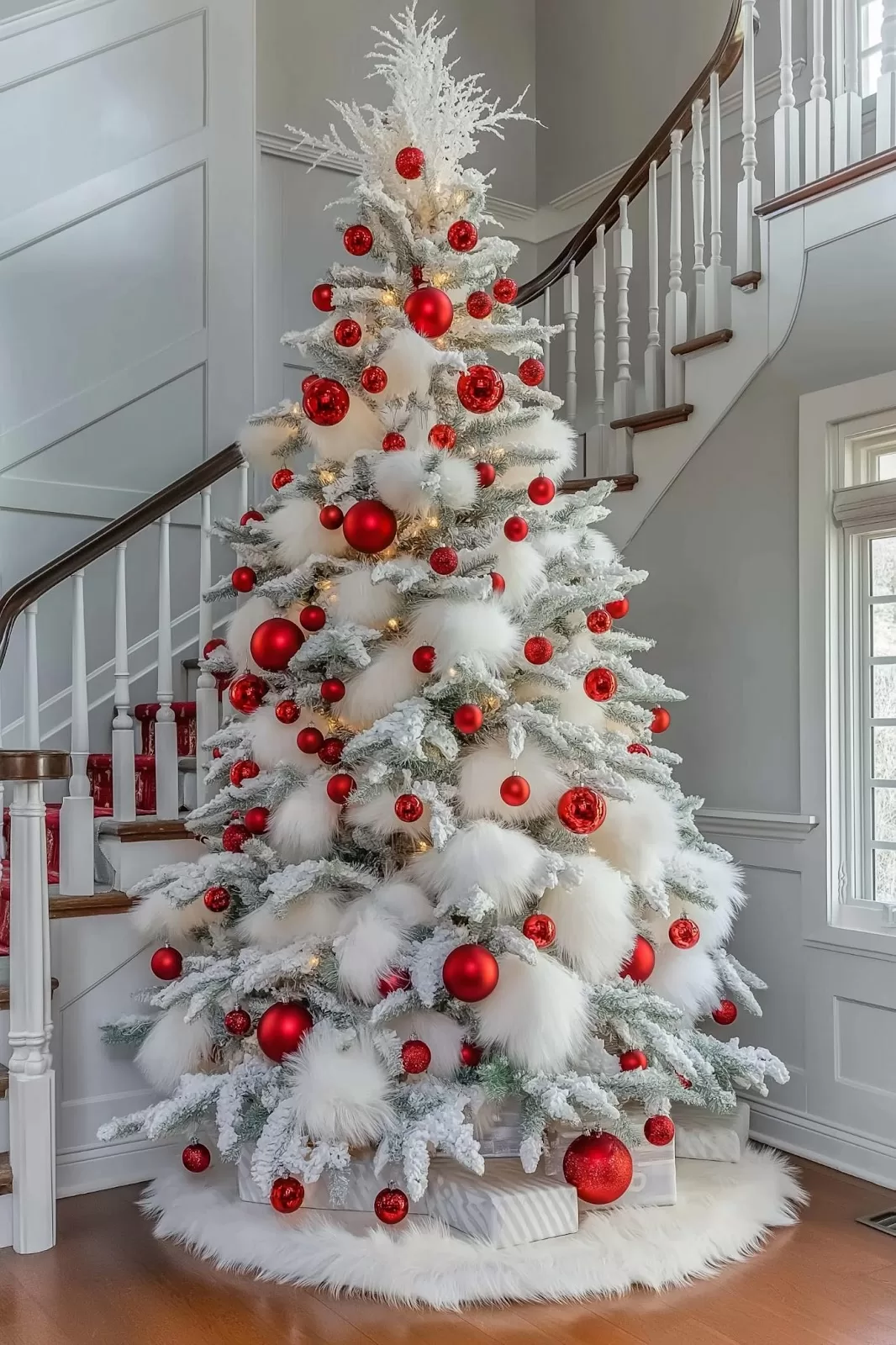 Red and white Christmas decor