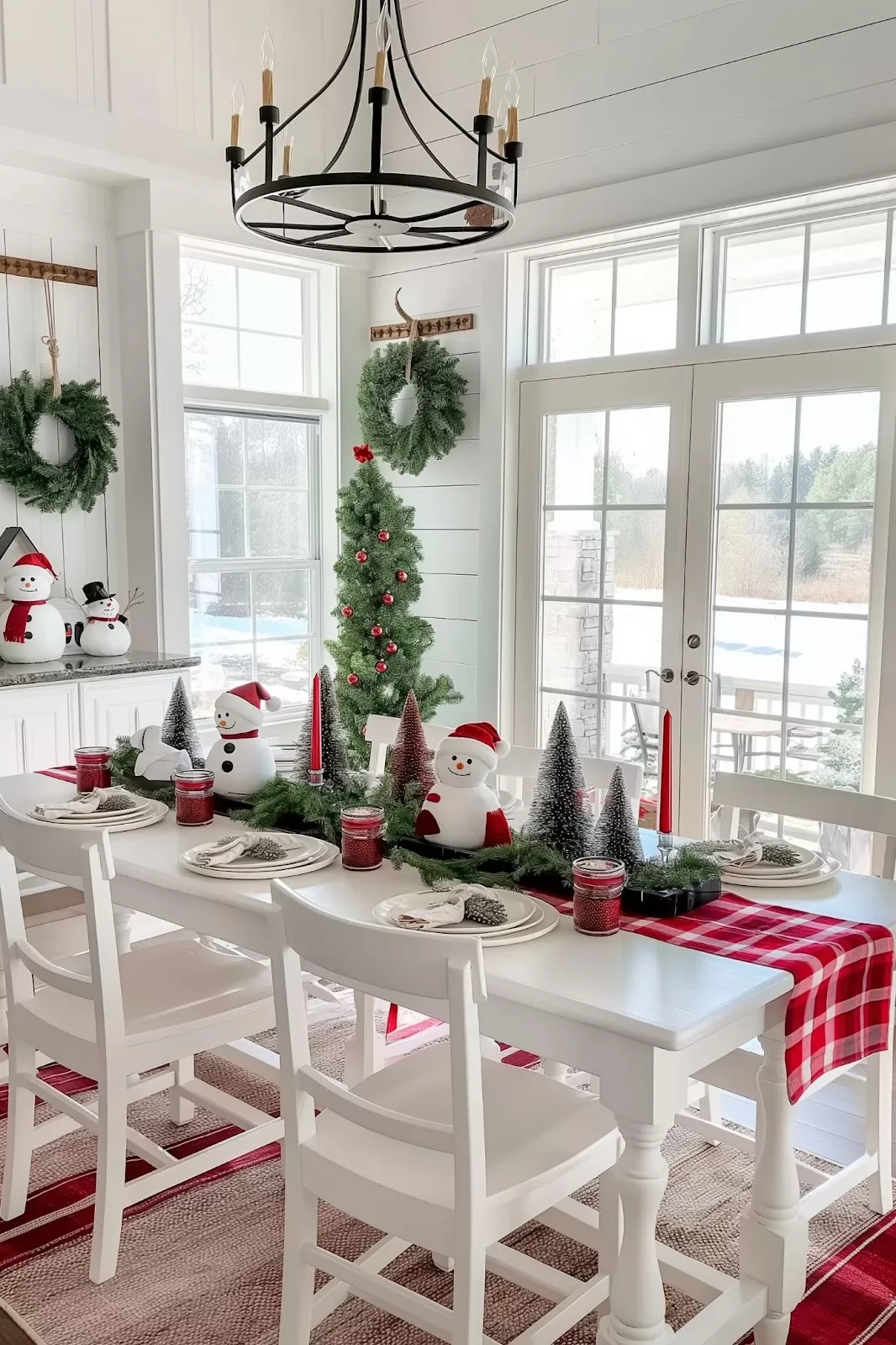 Red and white Christmas decor