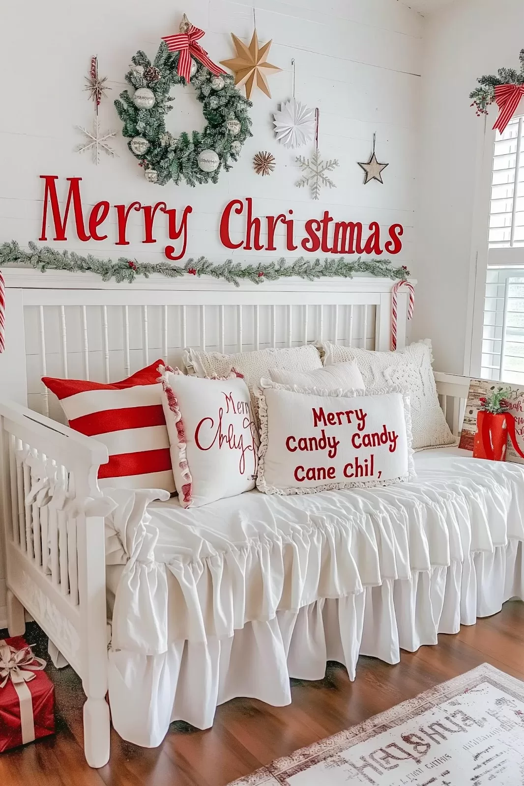 Red and white Christmas decor