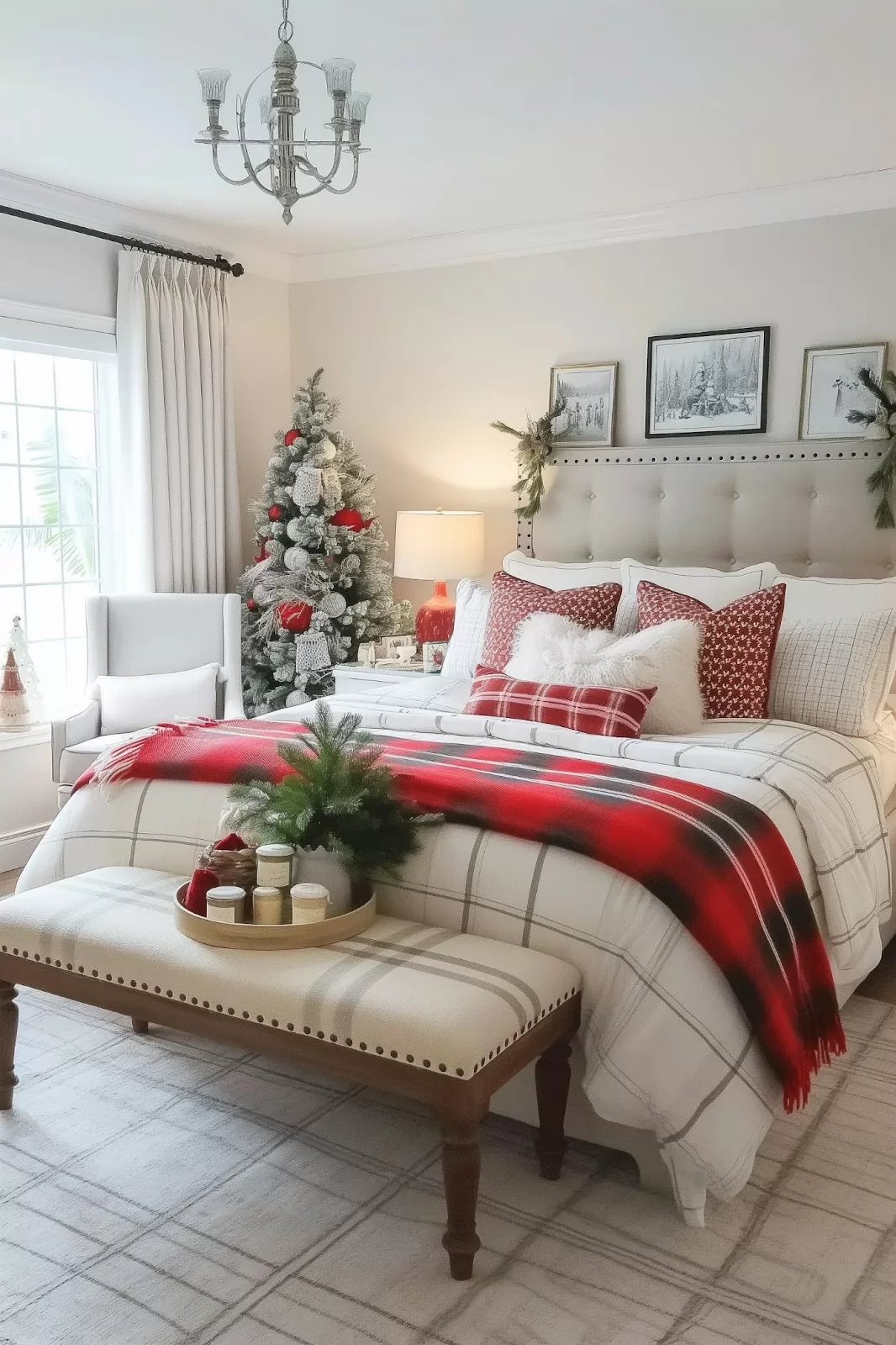 Red and white Christmas decor