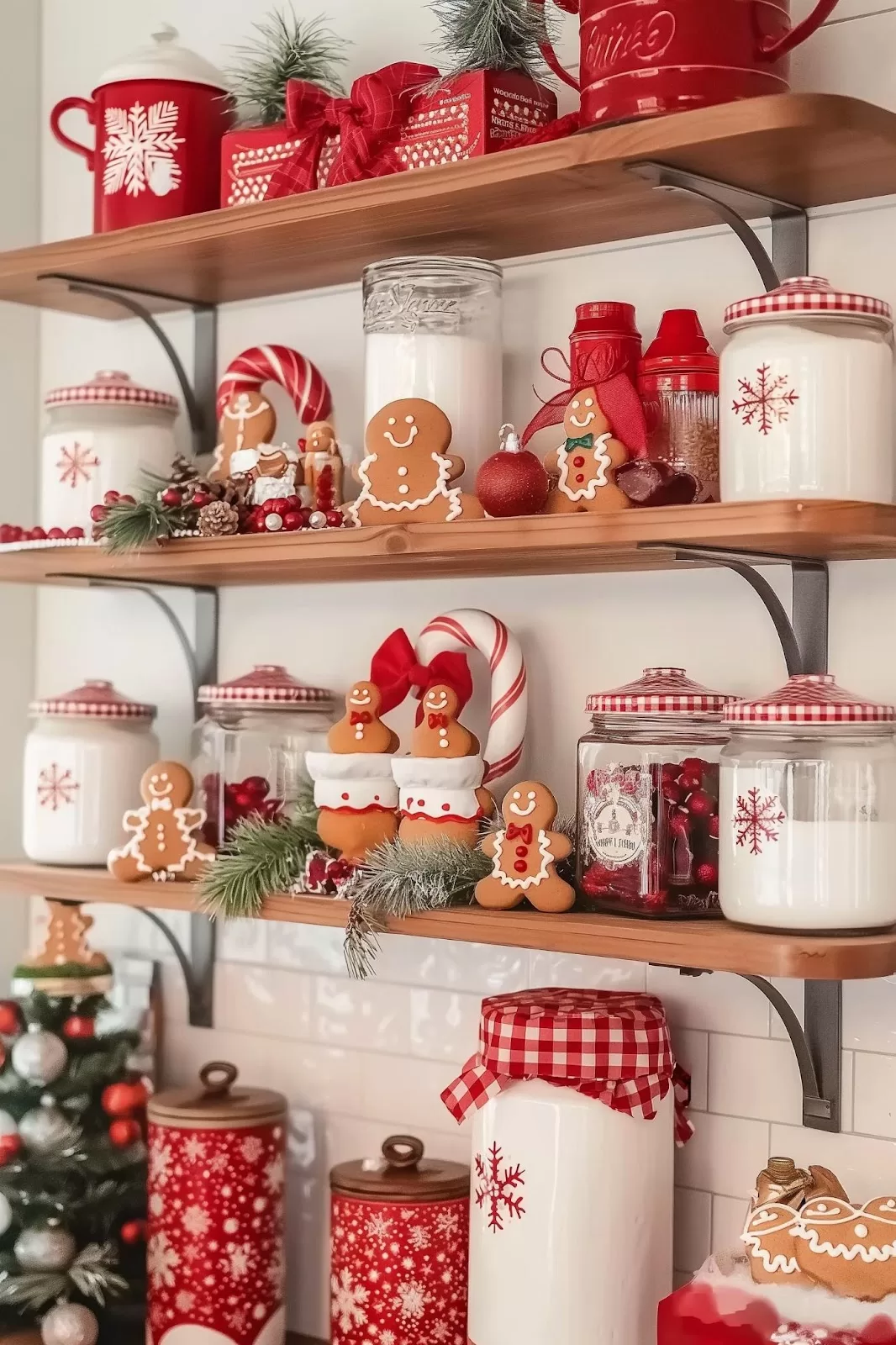 Red and white Christmas decor