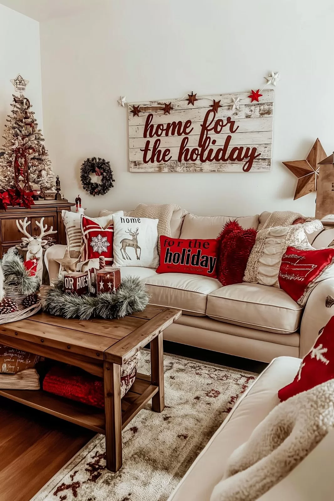 Red and white Christmas decor