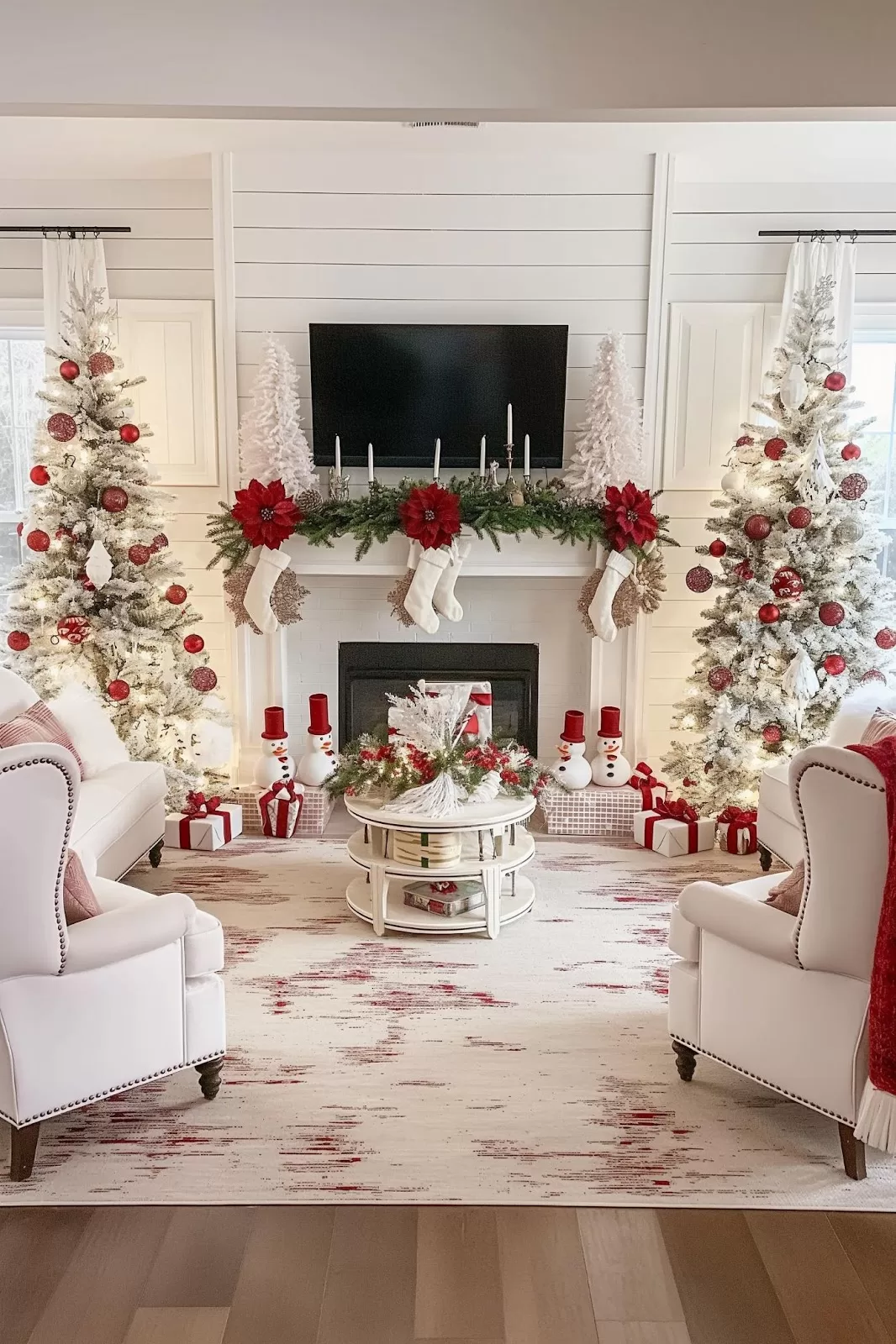 Red and white Christmas decor