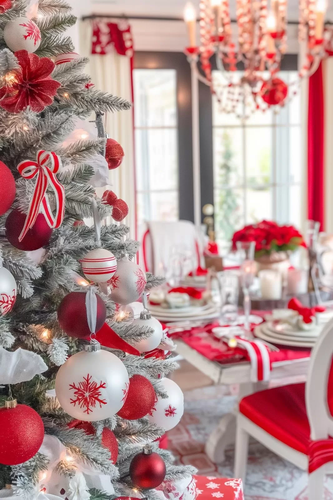 Red and white Christmas decor