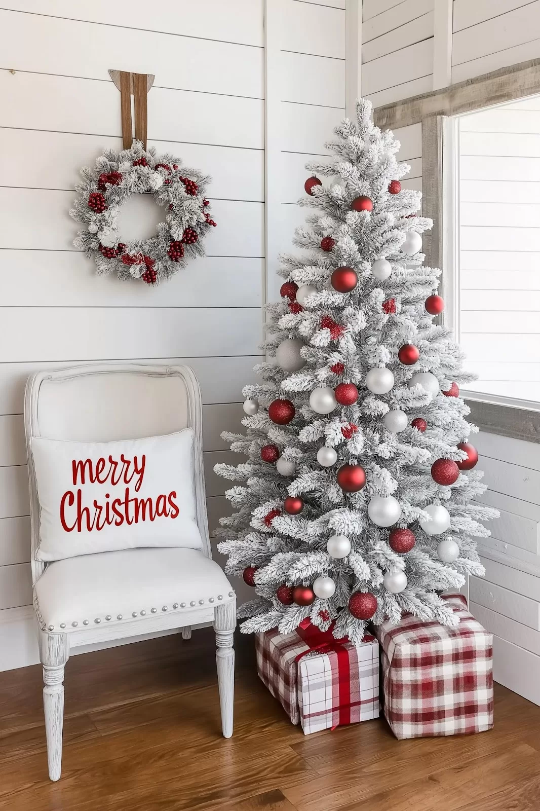 Red and white Christmas decor