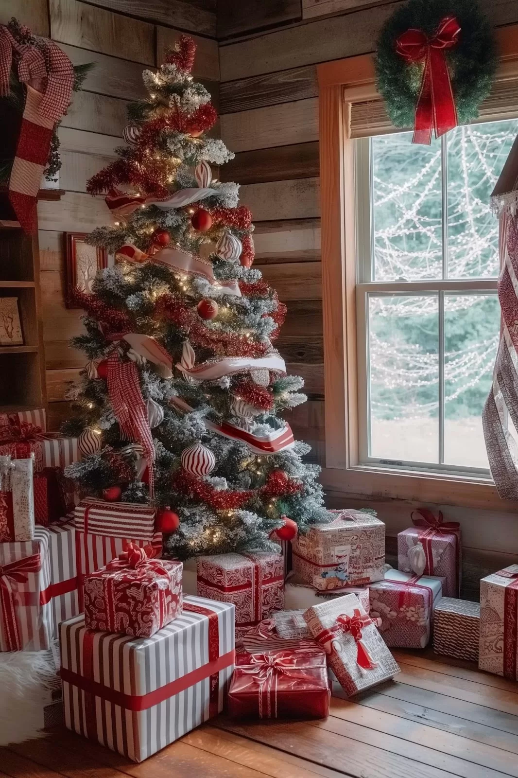 Red and white Christmas decor