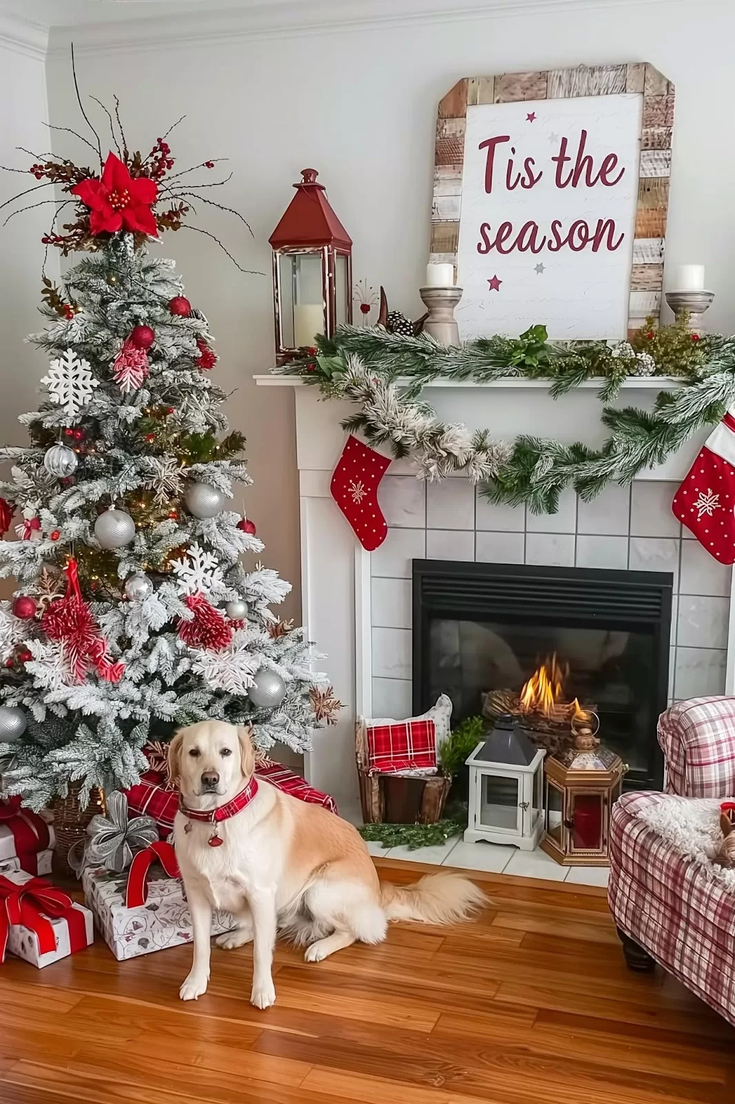 Red and white Christmas decor