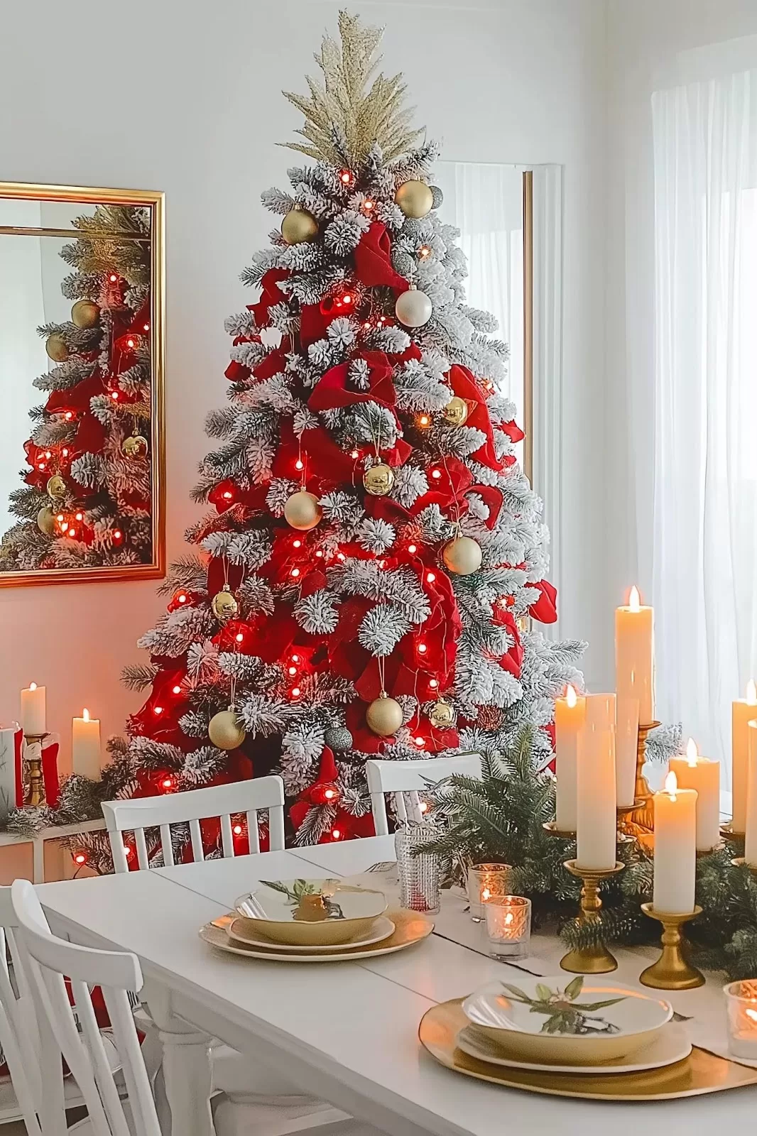 Red and white Christmas decor