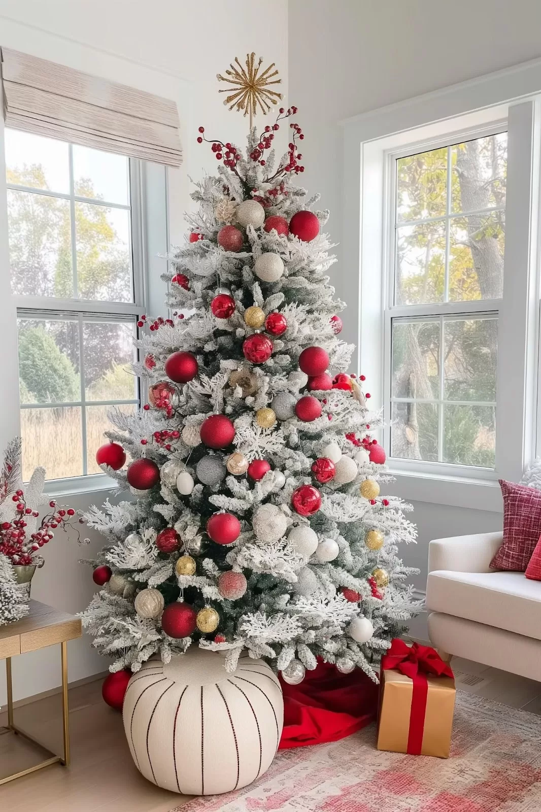 Red and white Christmas decor