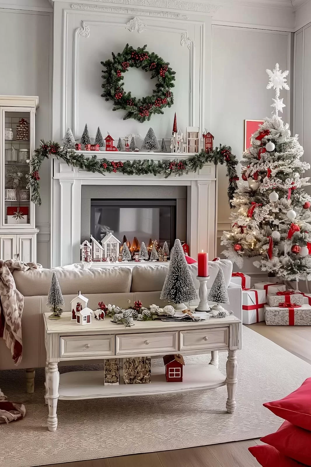 Red and white Christmas decor