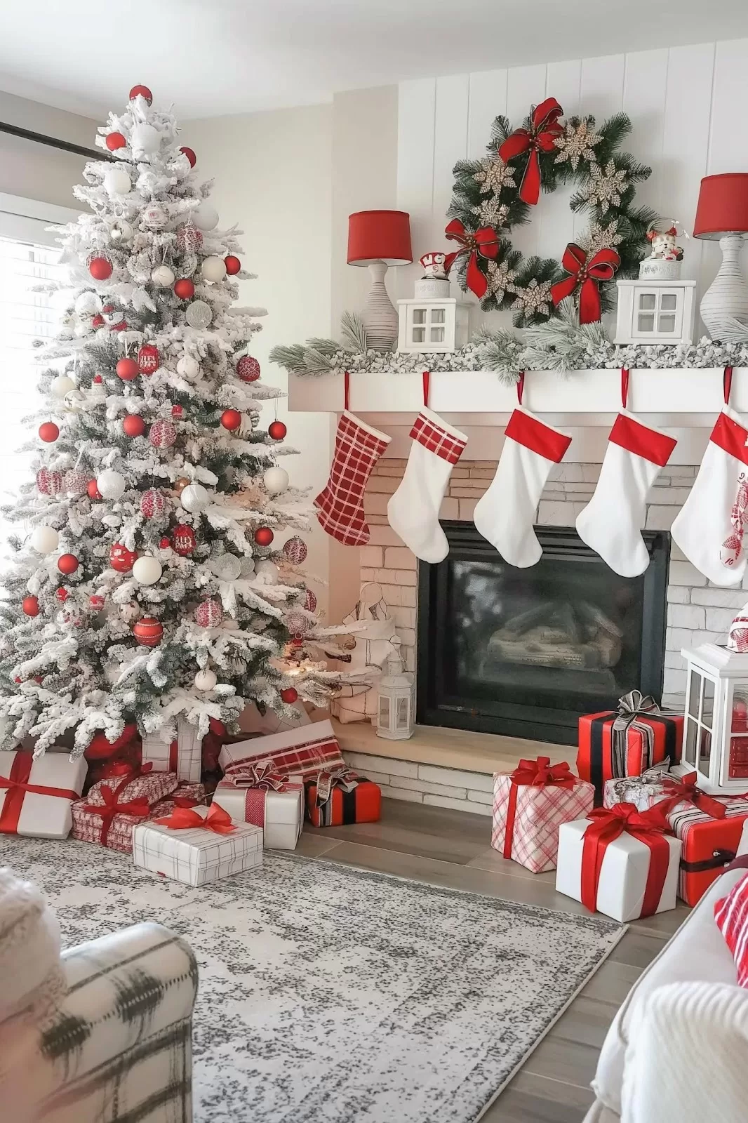 Red and white Christmas decor