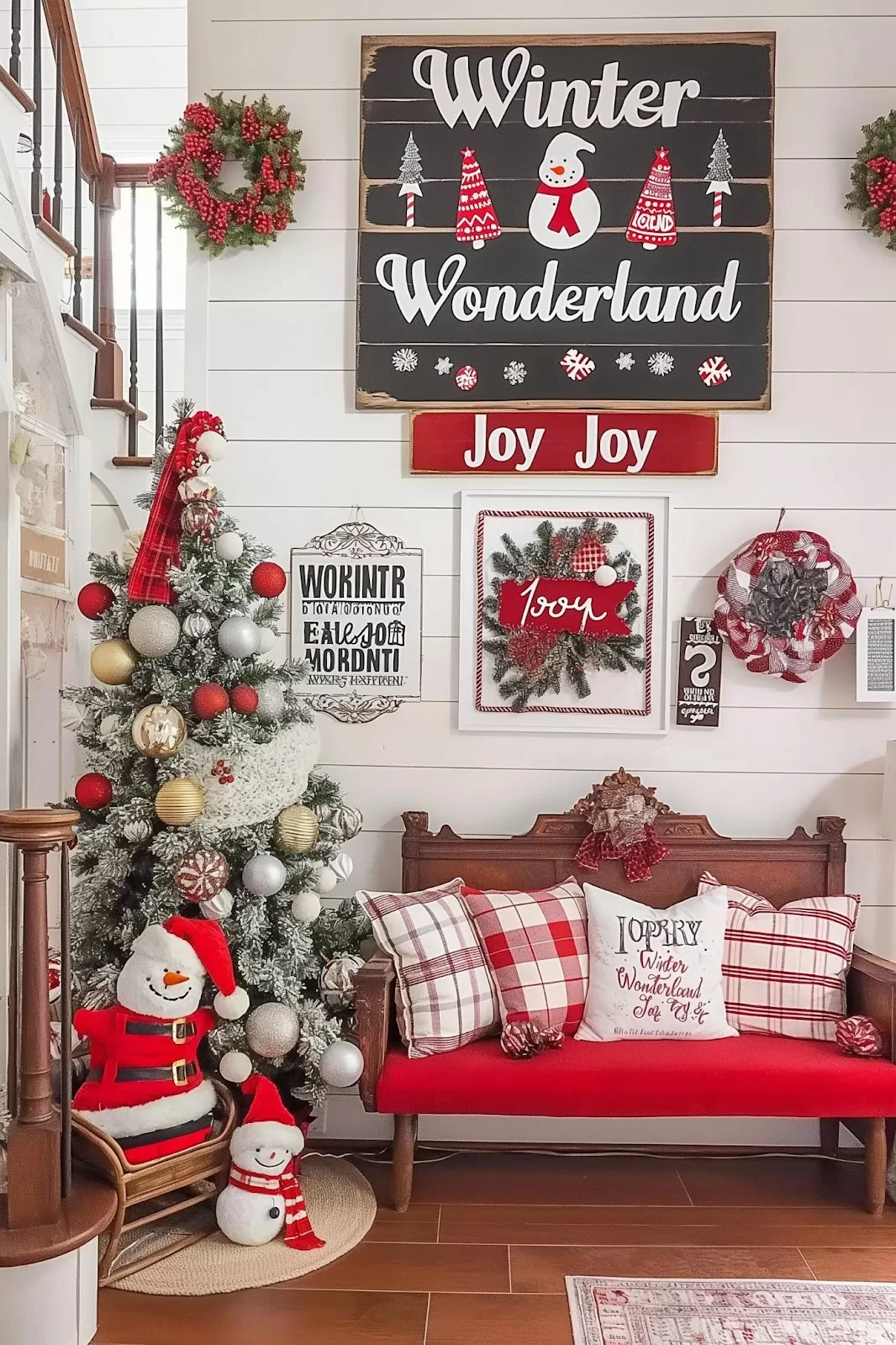 Red and white Christmas decor