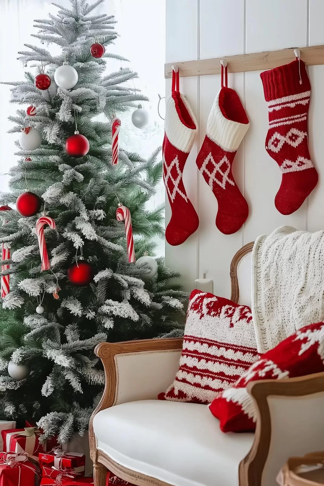 Red and white Christmas decor