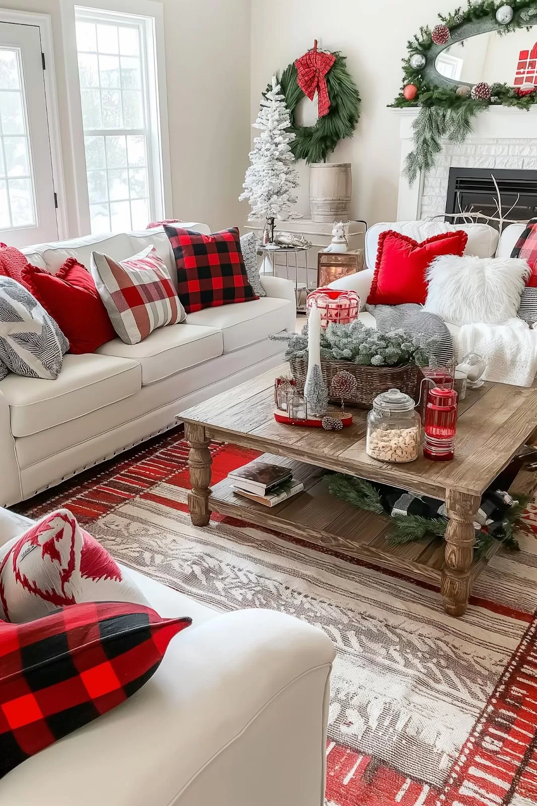 Red and white Christmas decor