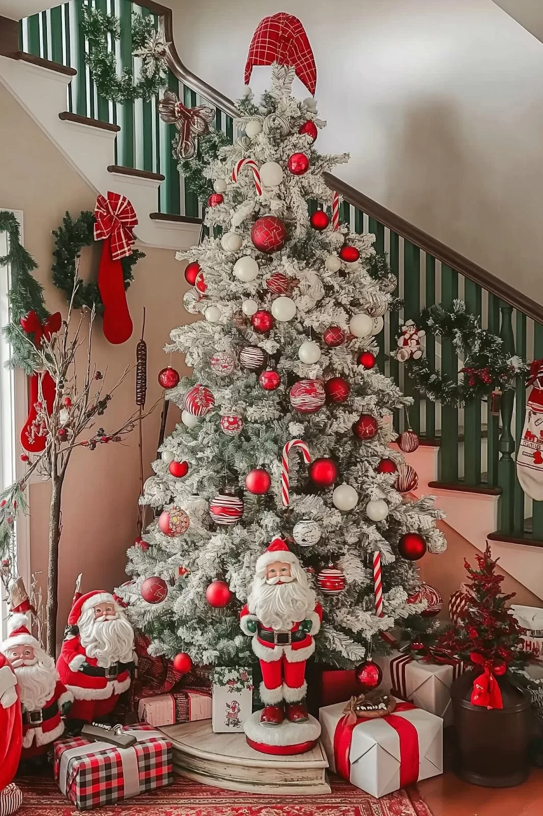 Red and white Christmas decor