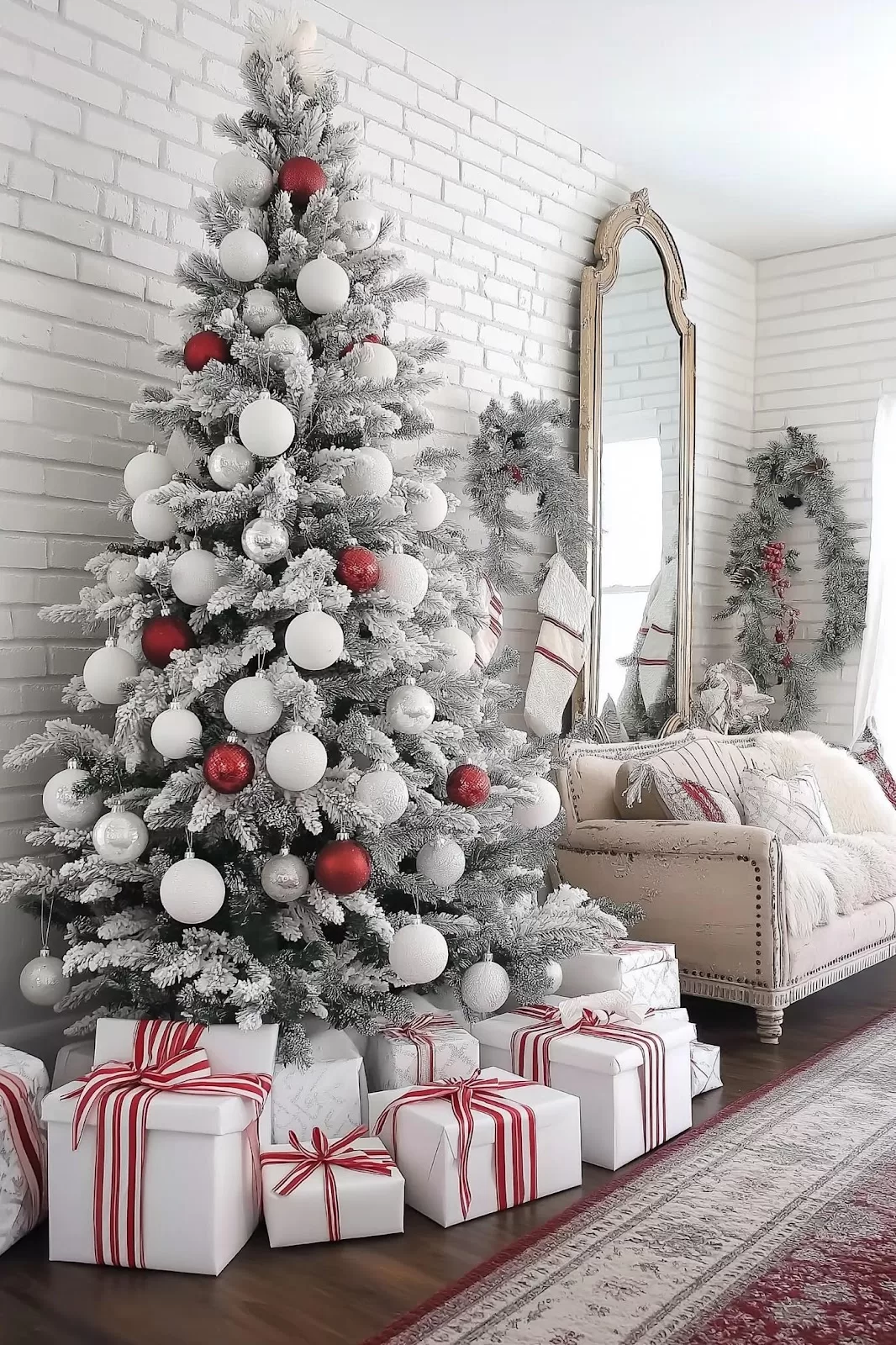 Red and white Christmas decor