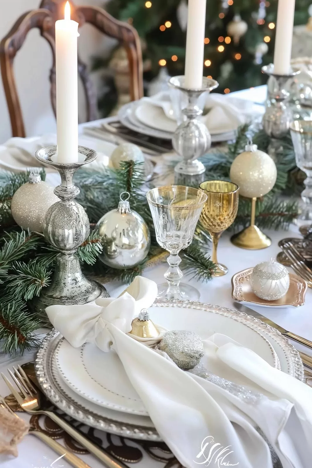 silver and gold Christmas decorations