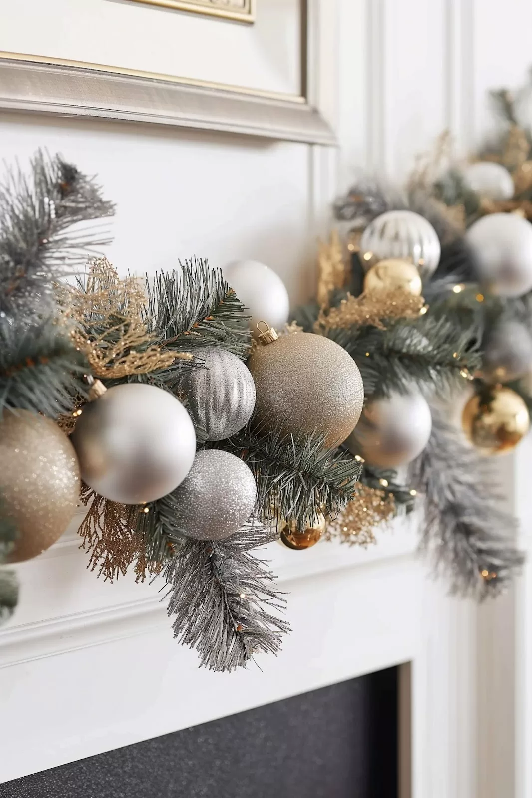 silver and gold Christmas decorations