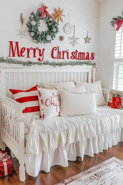 red and white Christmas decor