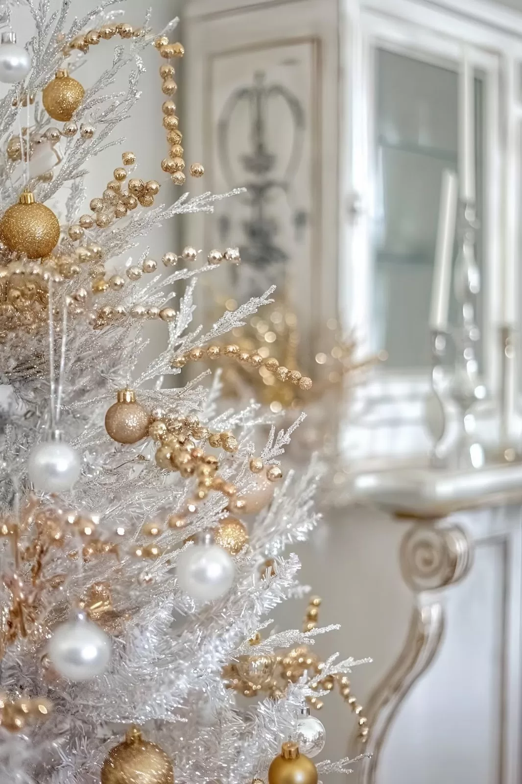 silver and gold Christmas decorations