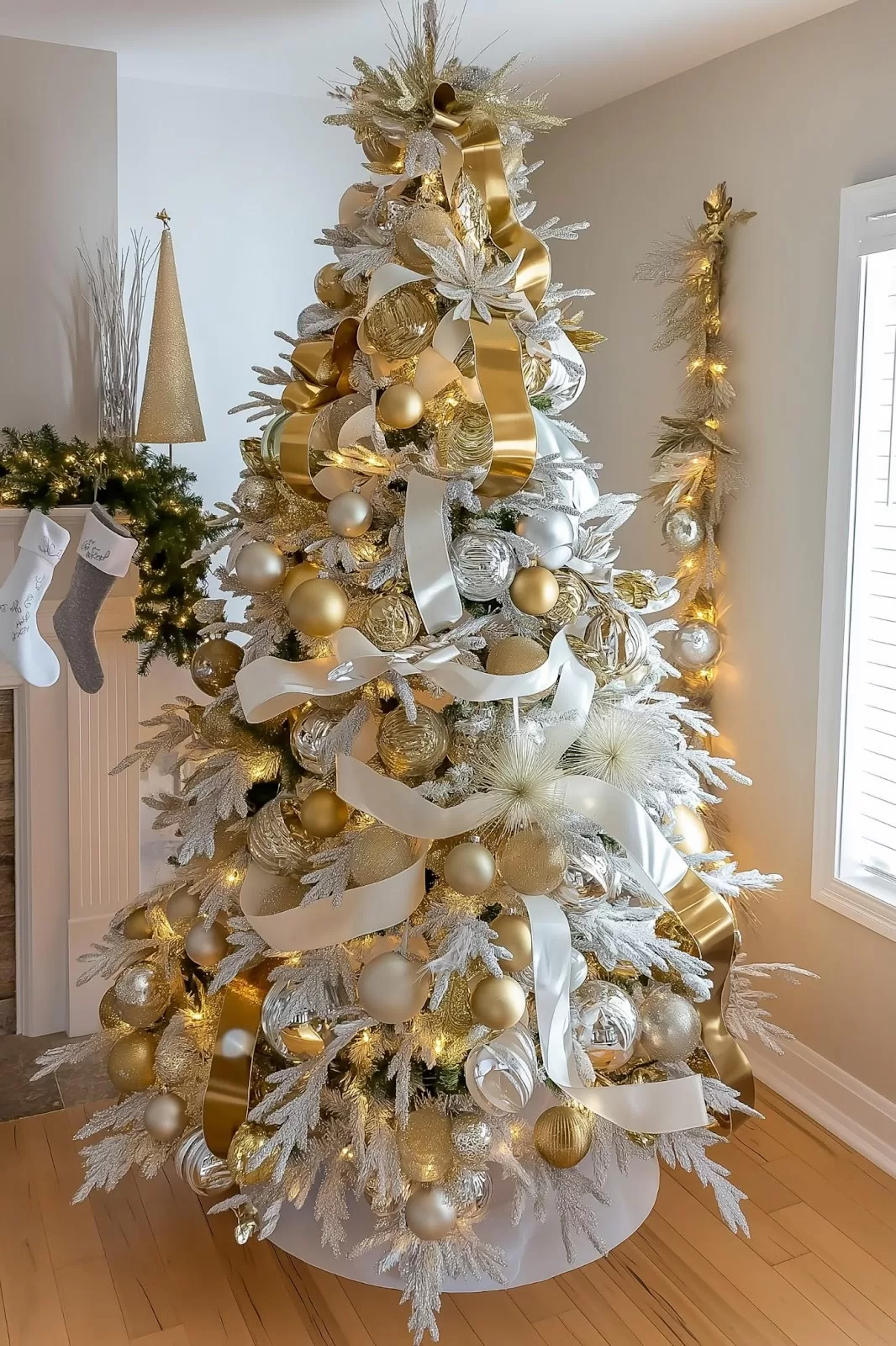 silver and gold Christmas decorations