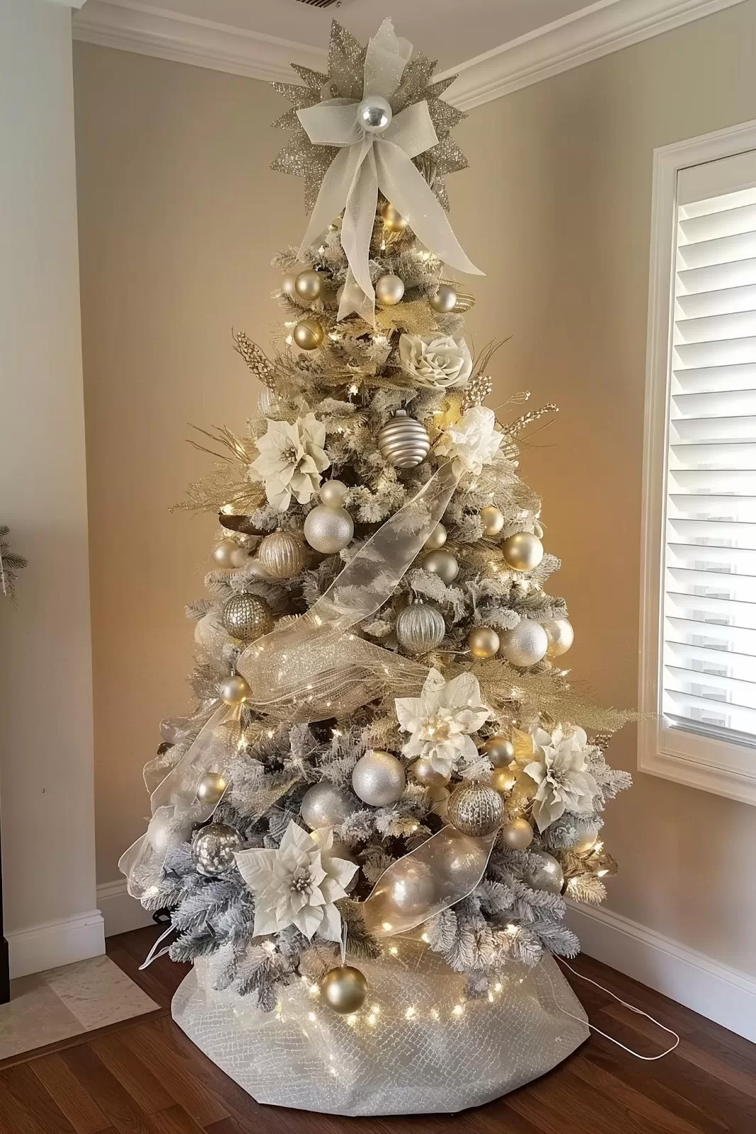 silver and gold Christmas decorations