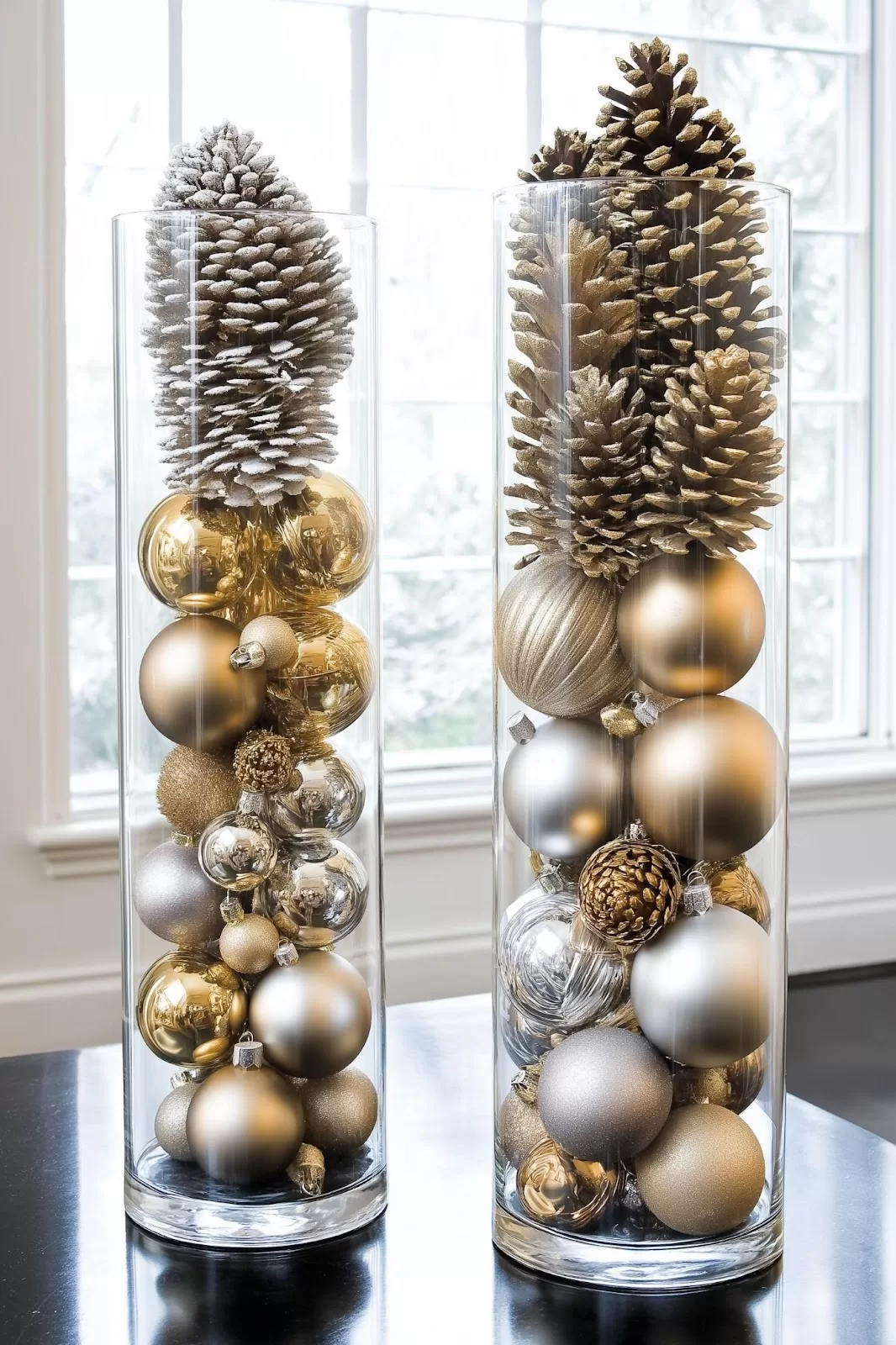 silver and gold Christmas decorations