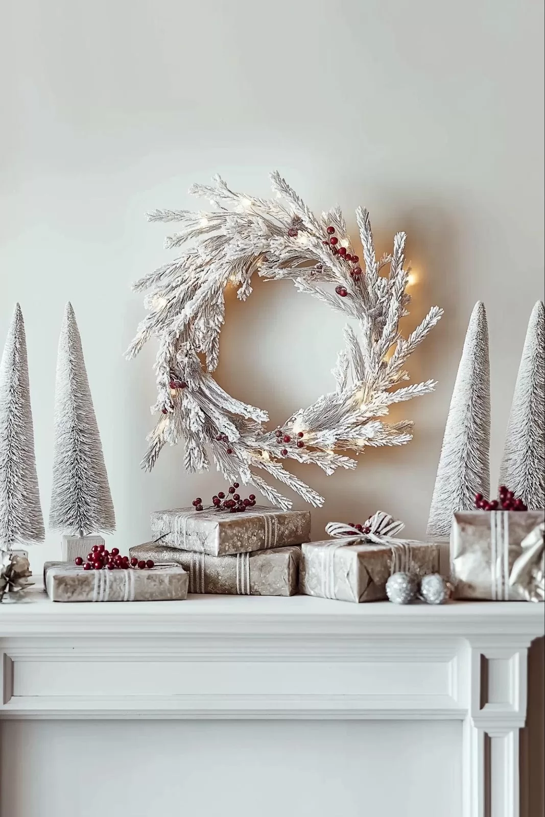 winter mantel decor