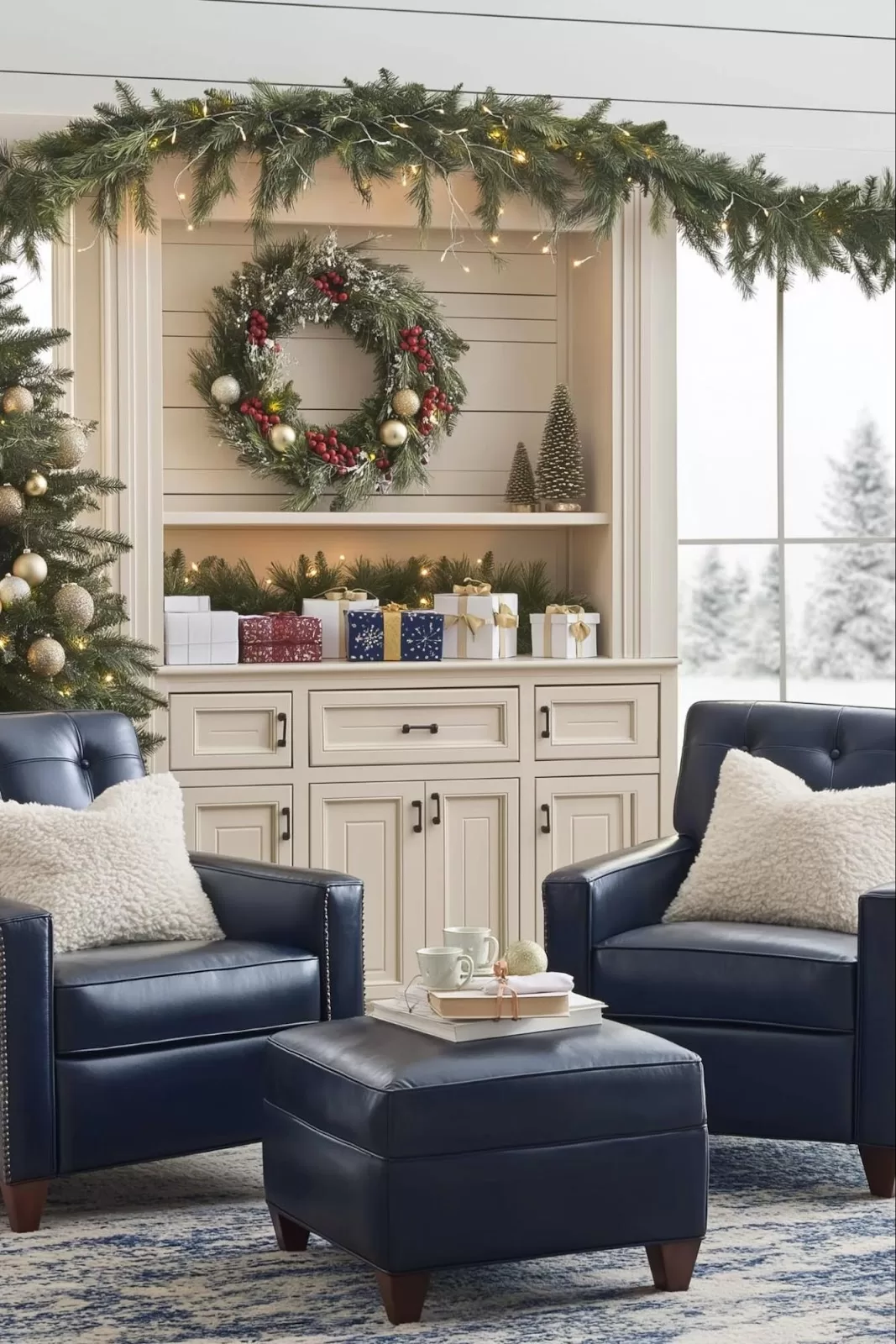 winter mantel decor