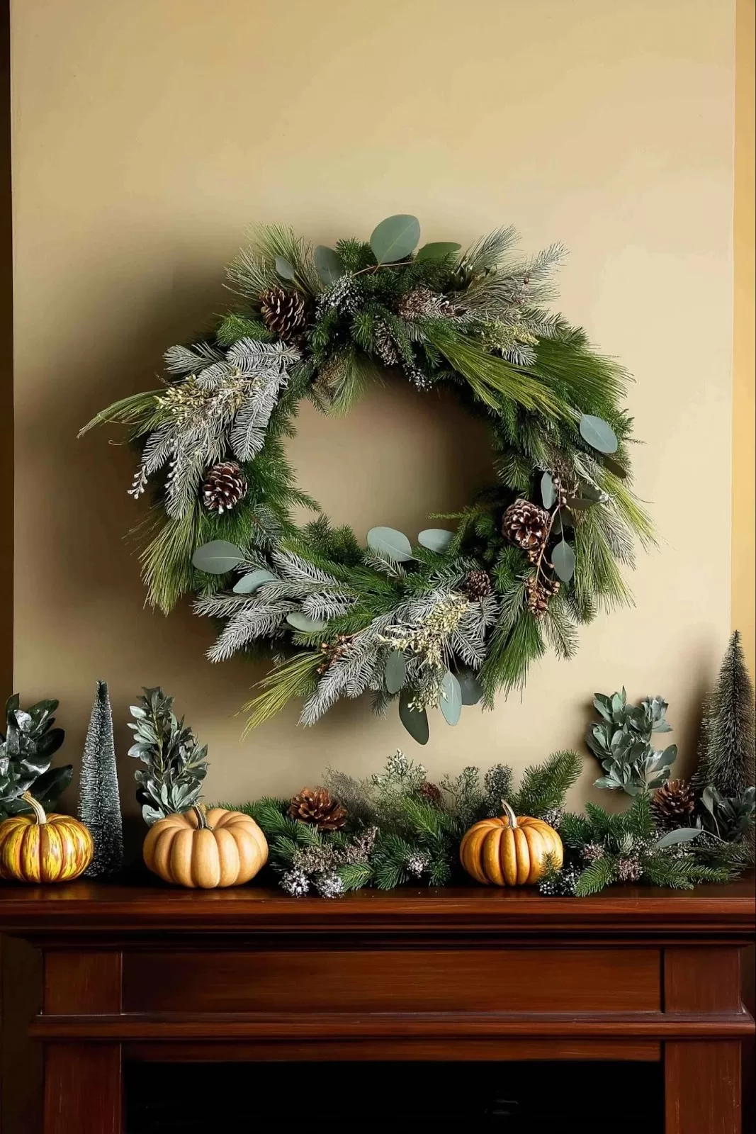 winter mantel decor