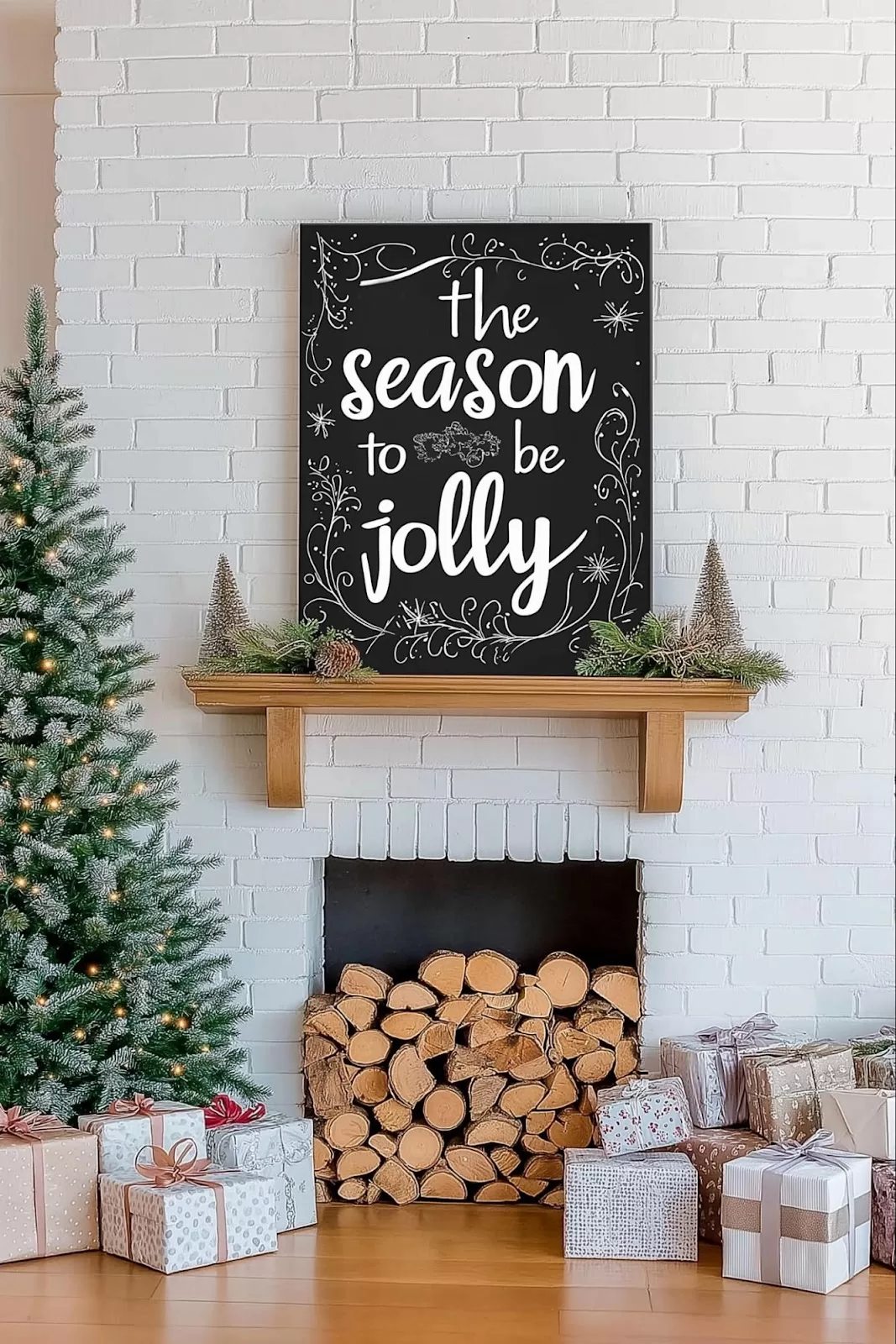 winter mantel decor