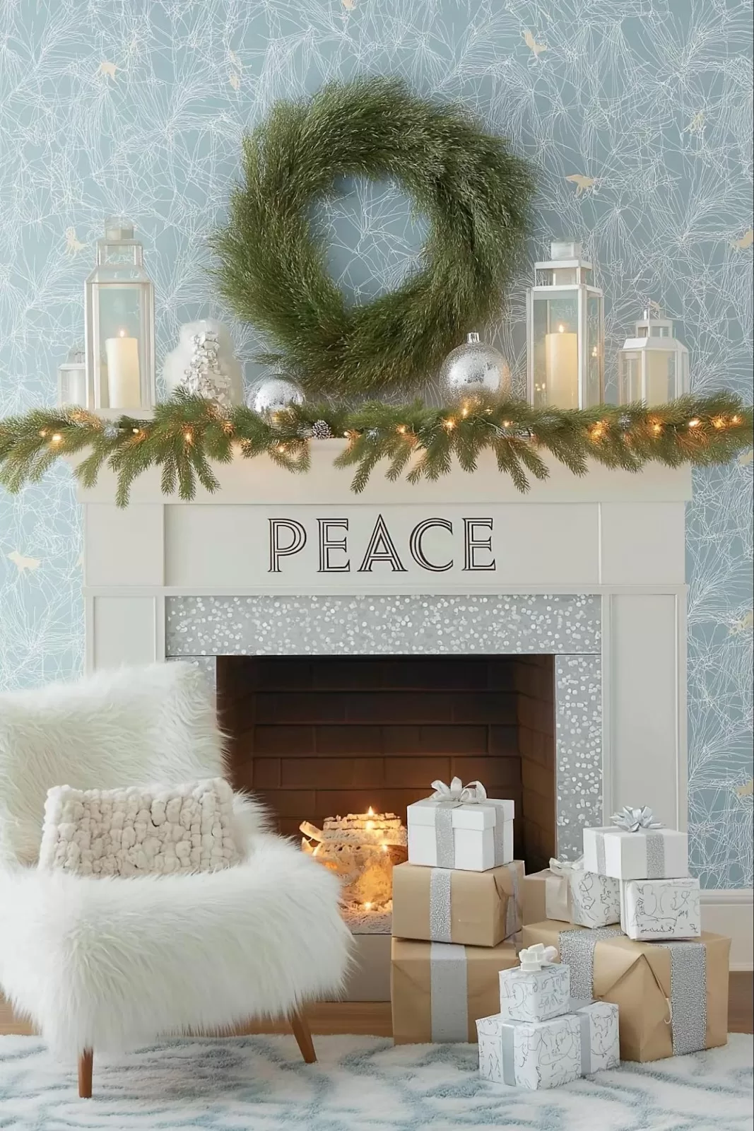 winter mantel decor