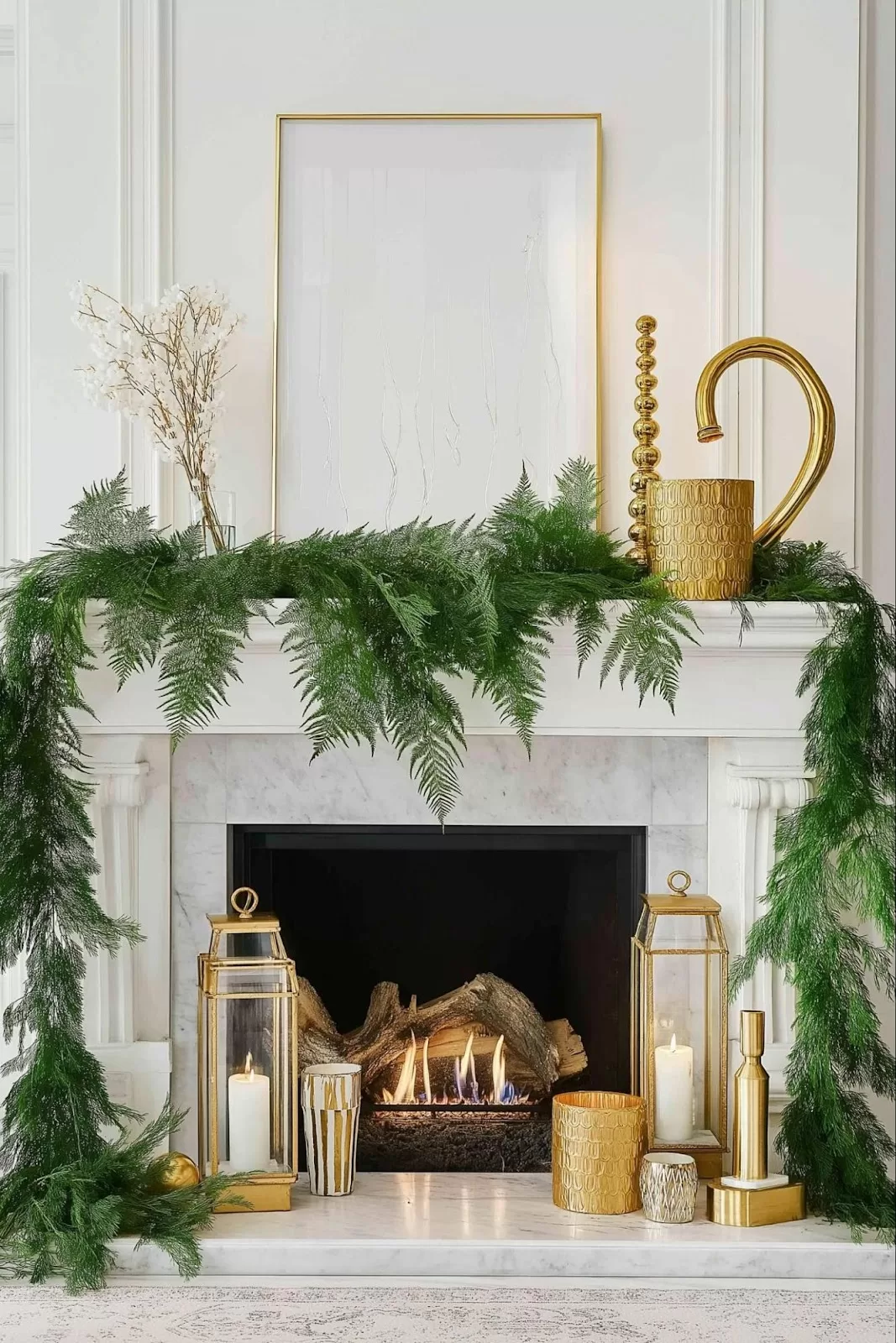 winter mantel decor