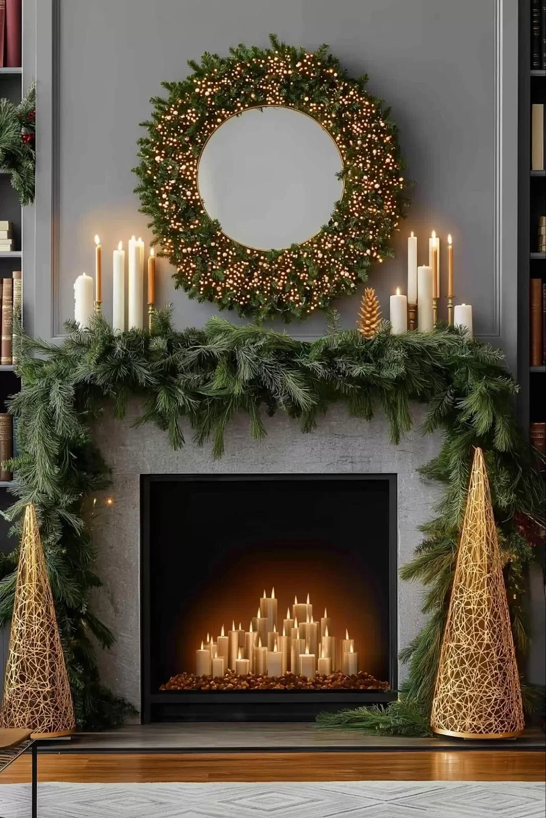 winter mantel decor