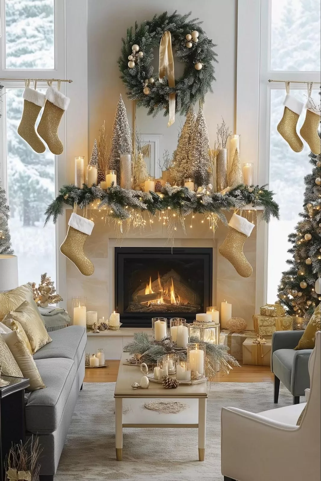 winter mantel decor