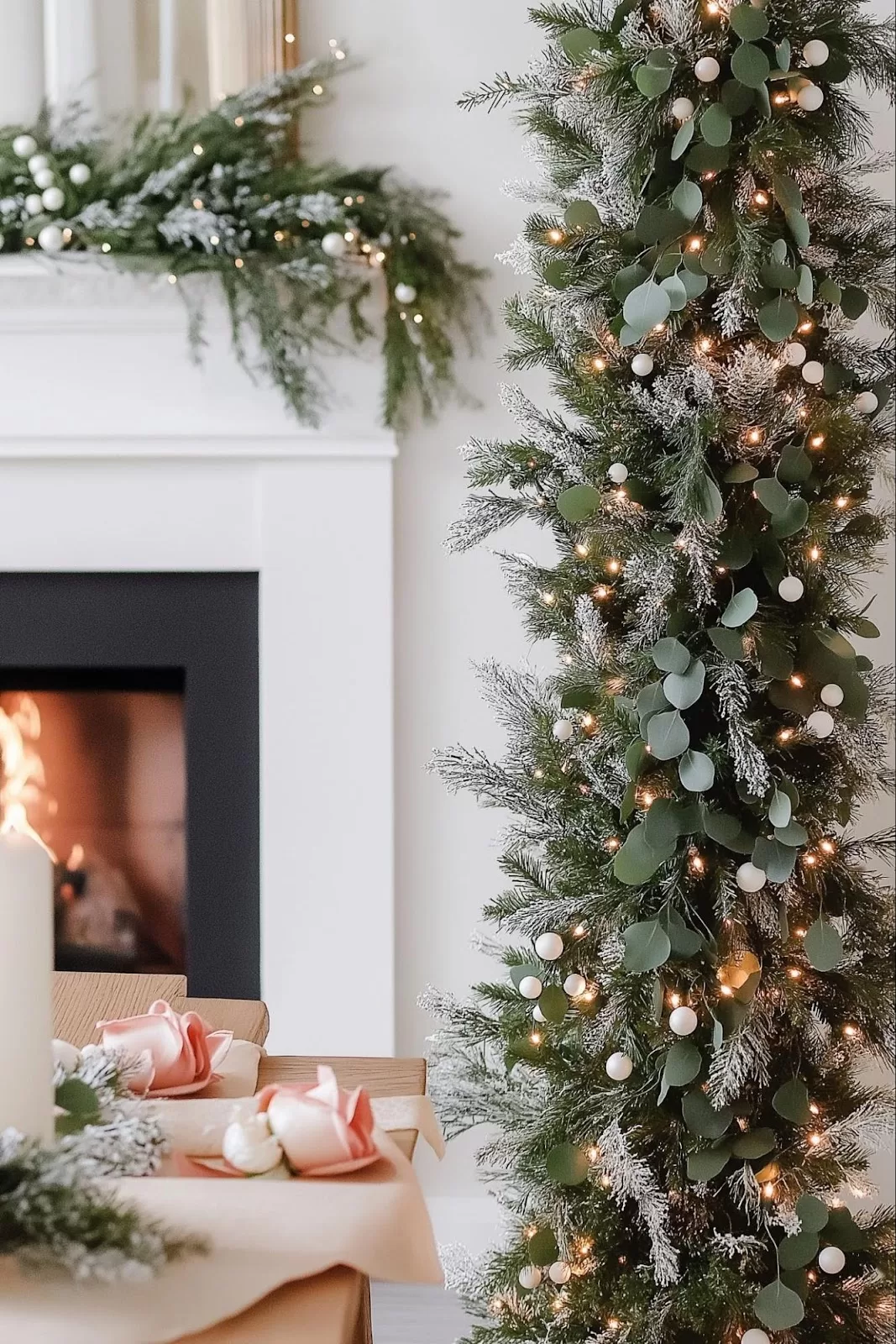 winter mantel decor